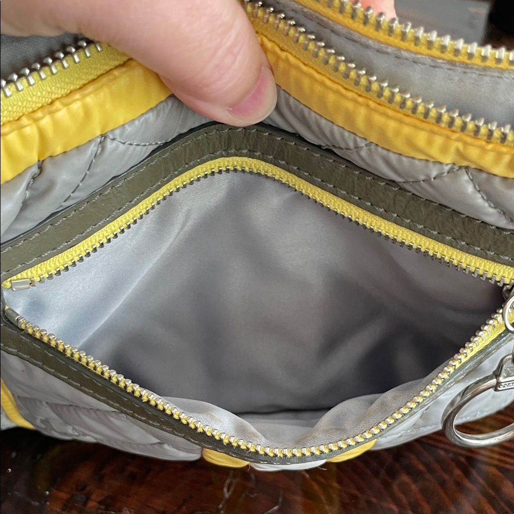 Coach Quilted Gray and Yellow Shoulder Bag - Picture 3 of 5